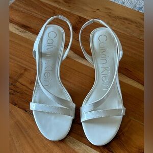Calvin Klein Sandal Heels White Size 8 Ankle Strap Open Toe